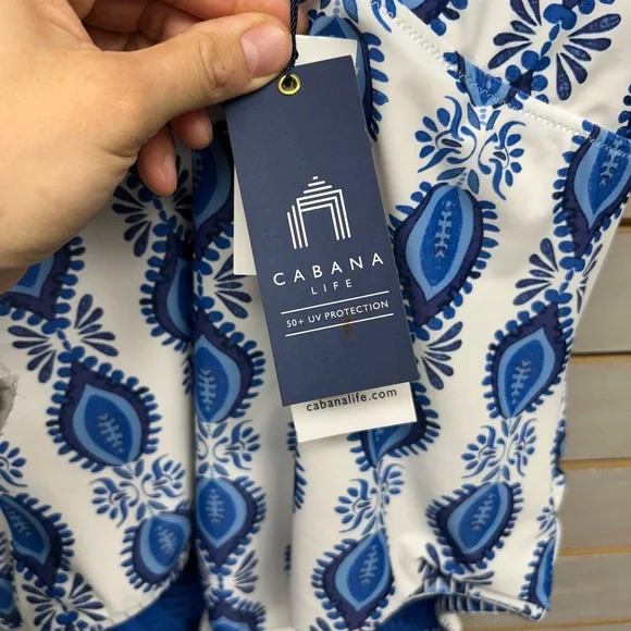Cabana Life Blue and White Floral reversible Swimsuit - Picture 2 of 8